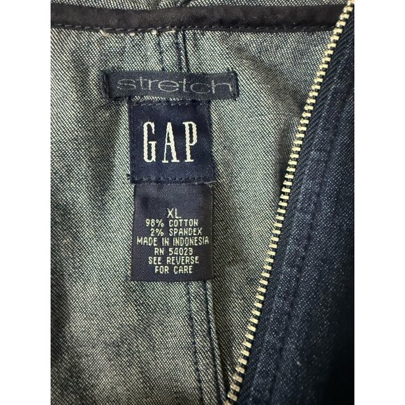 GAP Stretch Blue Denim Full Zip 3/4-Sleeve Hooded Jacket w/Pockets Women's Sz XL - Picture 7 of 7